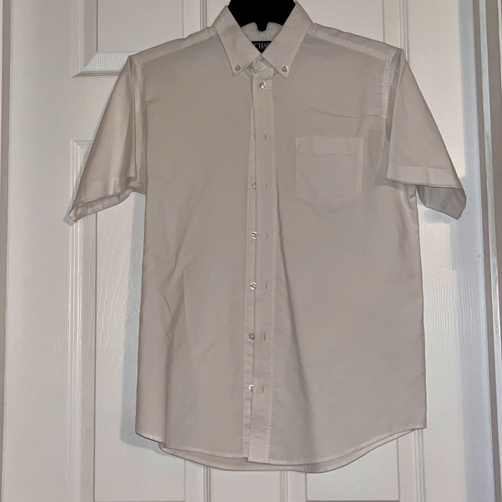 Boy’s Chaps Short sleeved button down Oxford shirt, White, size 16